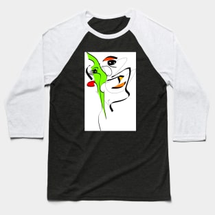 Face done in black lines and color Baseball T-Shirt